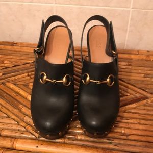 Authentic Gucci Amstel Horsebit Leather Clog Pump